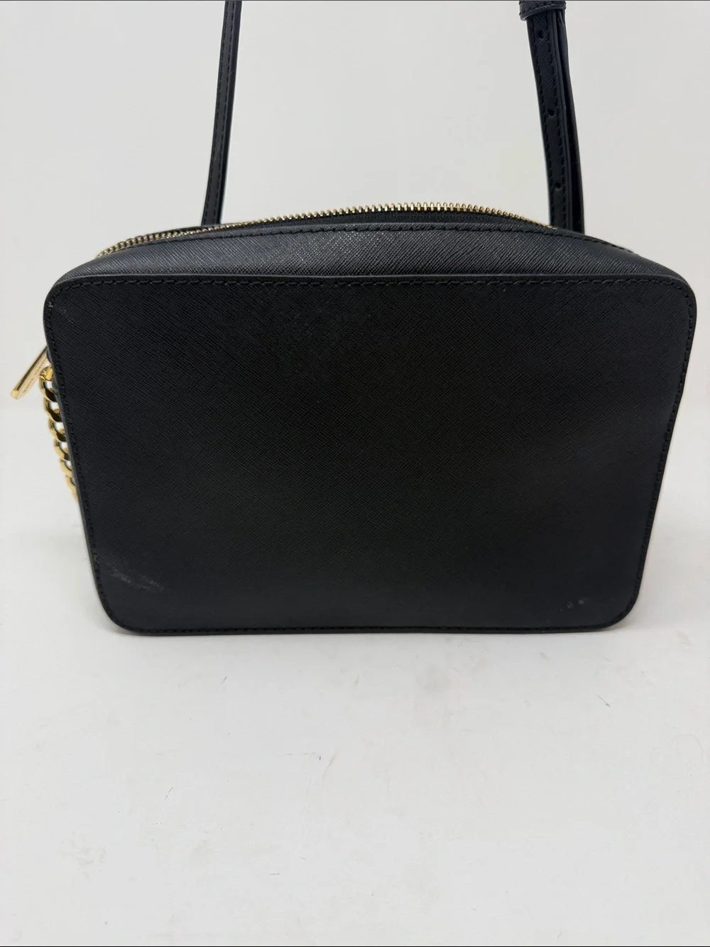 Michael Kors Black Saffiano Leather Jet Set Crossbody Camera Bag